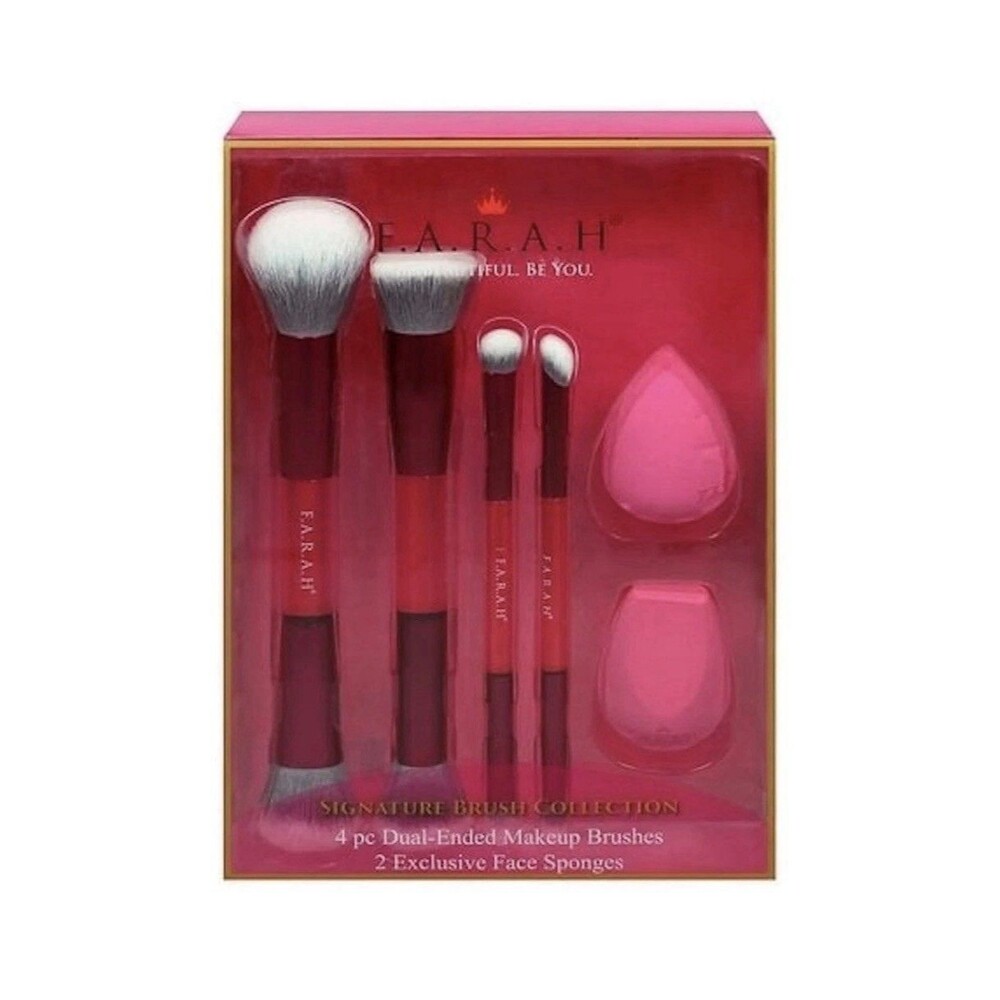 F.A.R.A.H. Signature Brush Collection 6-Pc Set: 4 Dual-Ended Brushes & 2 Sponges